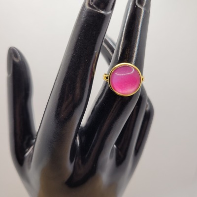 Pink - Ring Cabochon 12mm gold