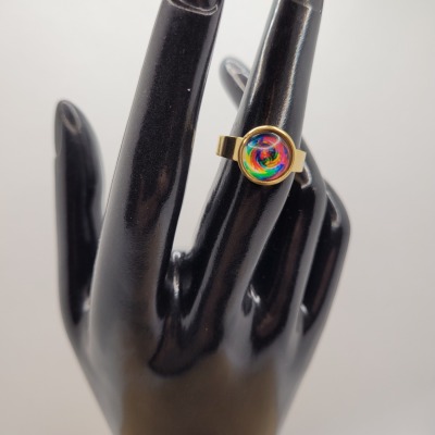 Rainbow Circle - Ring Cabochon 10mm gold