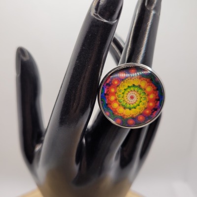 Rainbow Twister - Ring Cabochon 25mm silber