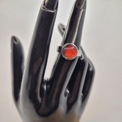 Red Love - Ring Cabochon 10mm silber