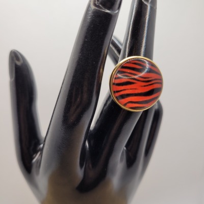 Red Zebra - Ring Cabochon 20mm gold