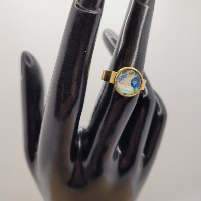 Seepferd - Ring Cabochon 10mm gold