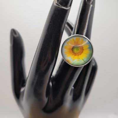 Sonnenblume 1 - Ring Cabochon 20mm silber