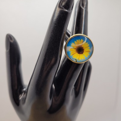 Sonnenblume 1 - Ring Cabochon 20mm gold