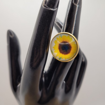 Sonnenblume 2 - Ring Cabochon 20mm gold