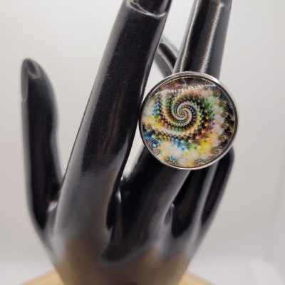 Space Twister - Ring Cabochon 25mm silber