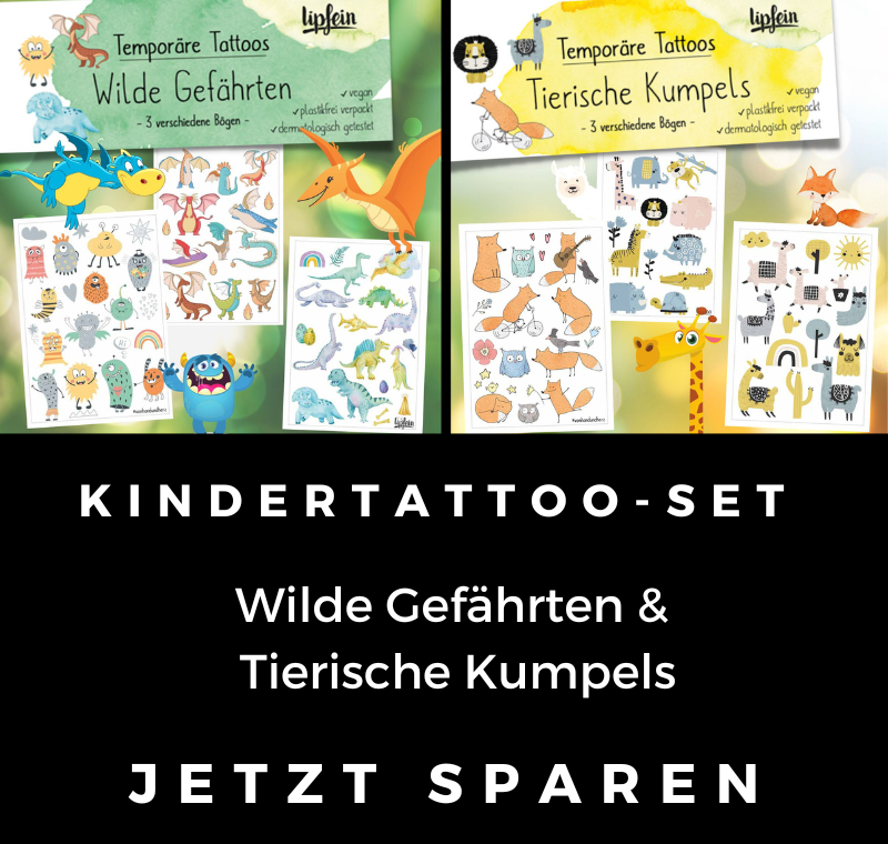 Kindertattoos Wilde Gefährten &amp; Tierische Kumpels im Set zum Vorteilspreis