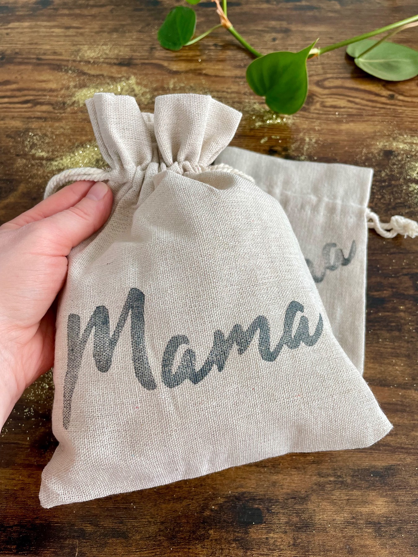 Leinensäckchen Mama | Geschenkbeutel Stoff 7