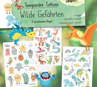 Kindertattoos Wilde Gefährten - Temporäre Tattoos für Kinder