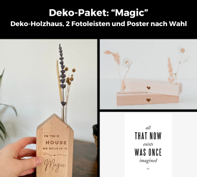 Deko-Paket Magic Deko-Holzhaus, Fotoleiste mit Herz, Poster - Deko-Elemente für magische Moment