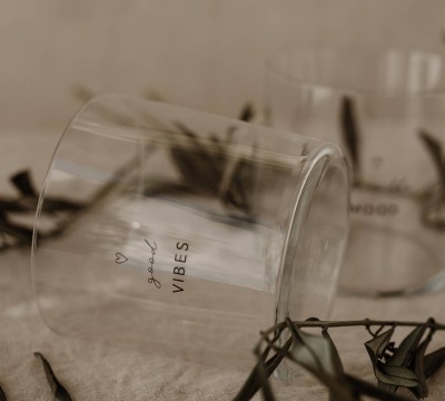 Trinkglas good Vibes - Stylisches Glas mit Aufdruck
