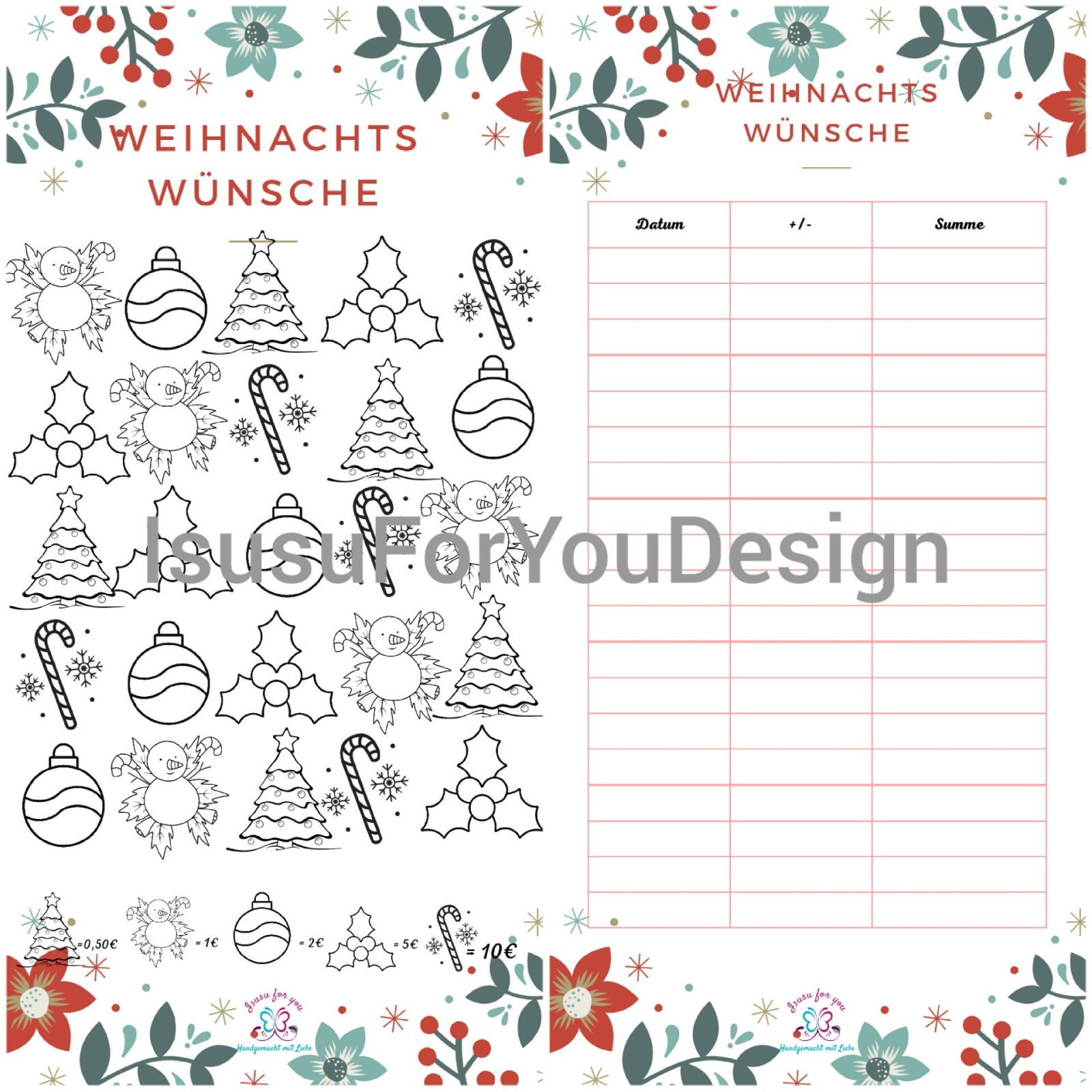 Weihnachtswunsch Sparchallenge +Budgetsheet