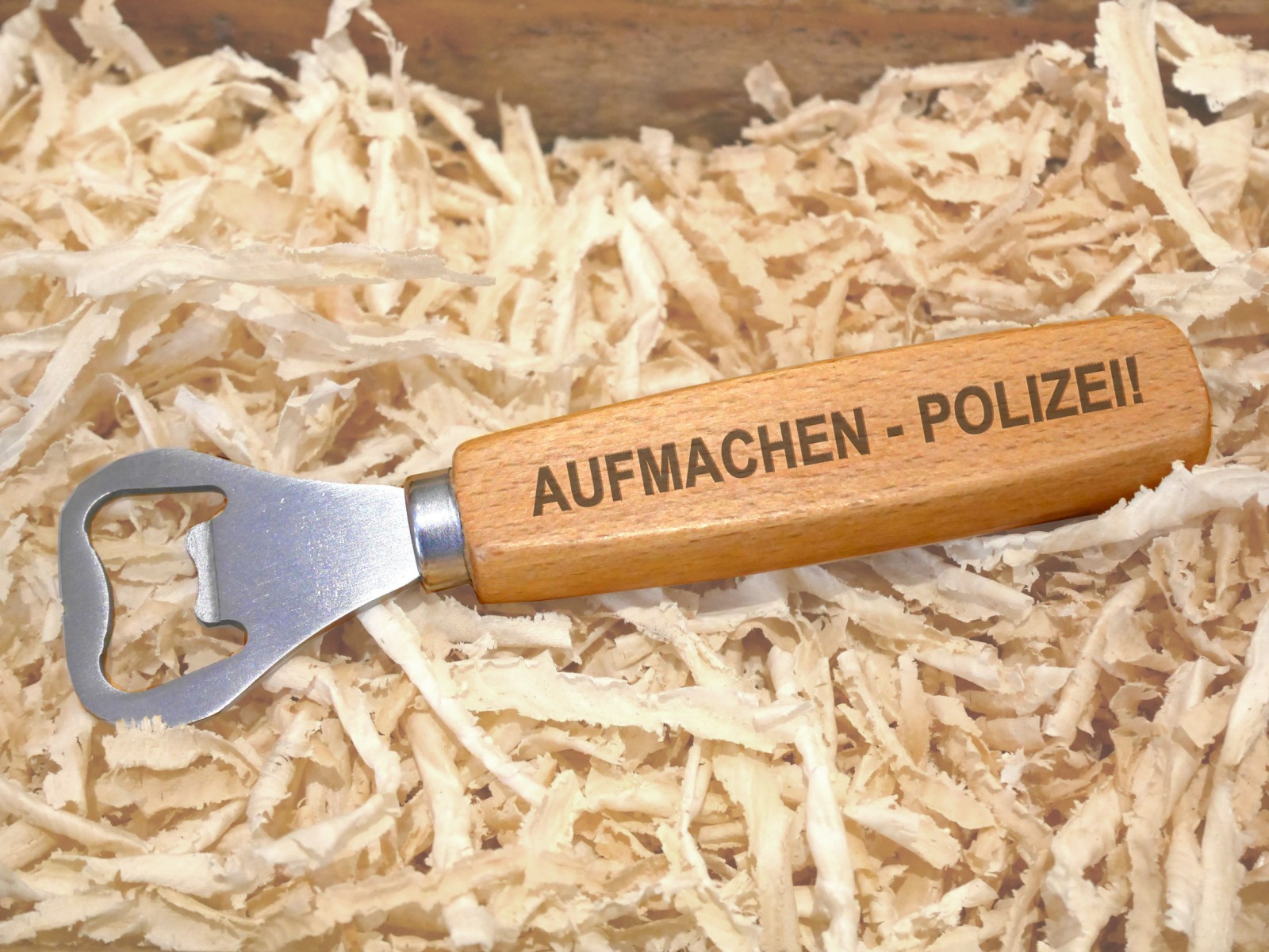 Aufmachen- Polizei Personalisierter Flaschenöffner aus Holz 2