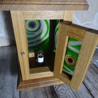 Einzigartige Holzlaterne mit Fusing Glas grün 10