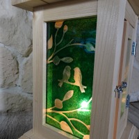 Einzigartige Holzlaterne mit Fusing Glas grün 5