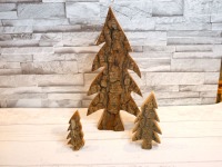 Dekofigur Tannenbaum aus Holz mit Baumrinde in verschiedenen Größen 3