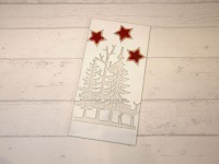 Glasfliese aus Fusingglas mit Tannenbaum, Reh und Sternen in weiß und rot 3