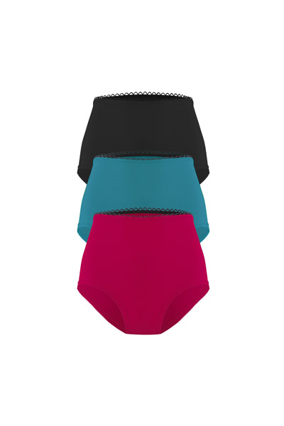 set of 3 organic hight waist knickers Lille black/teal/berry -, Online  Shop