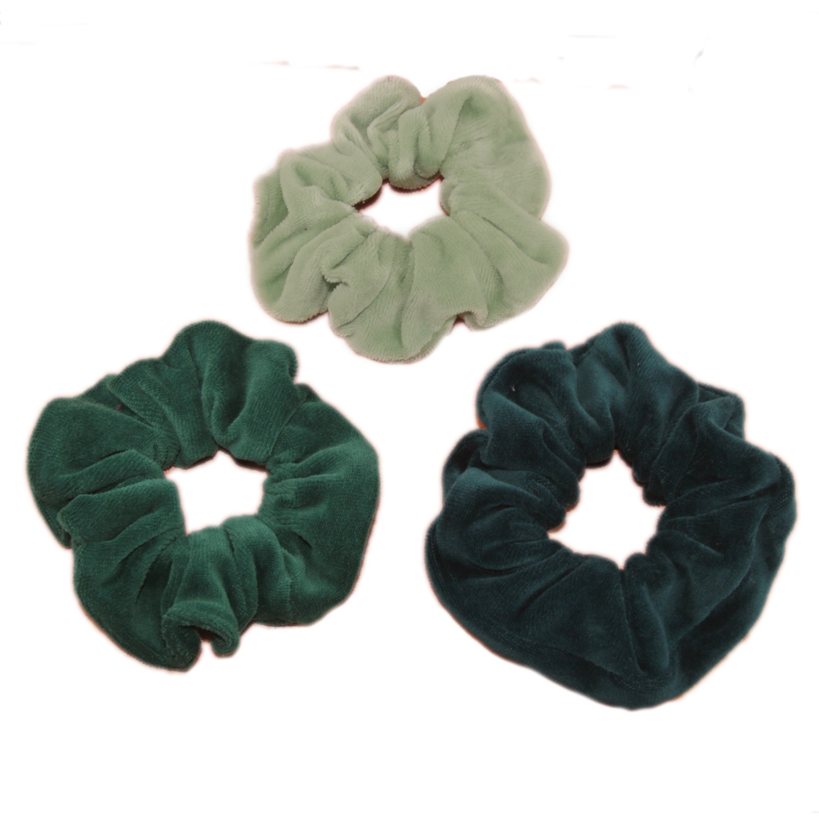 Scrunchies - hair ties - set of 3 - blue &amp; green colours