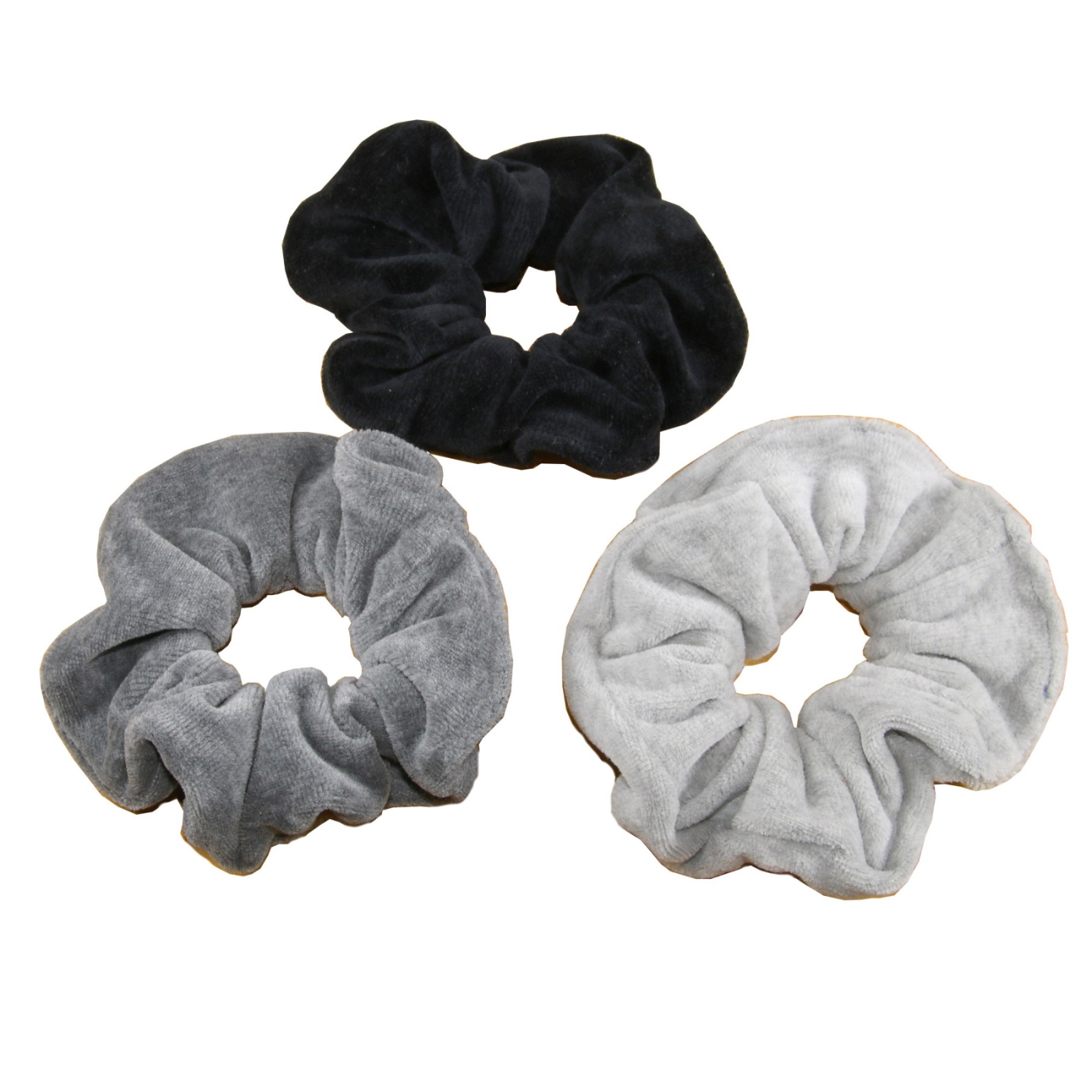 Scrunchies - hair ties - set of 3 - grey & black colours