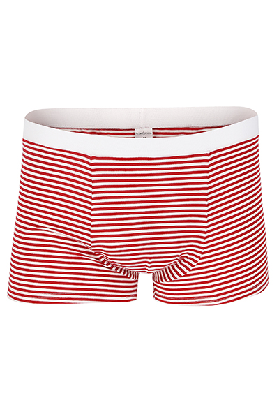 Organic men s trunk boxer shorts, stripes red-white