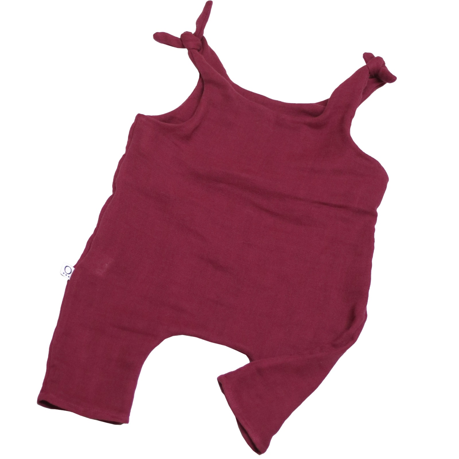 Baby romper from organic muslin berry red 3