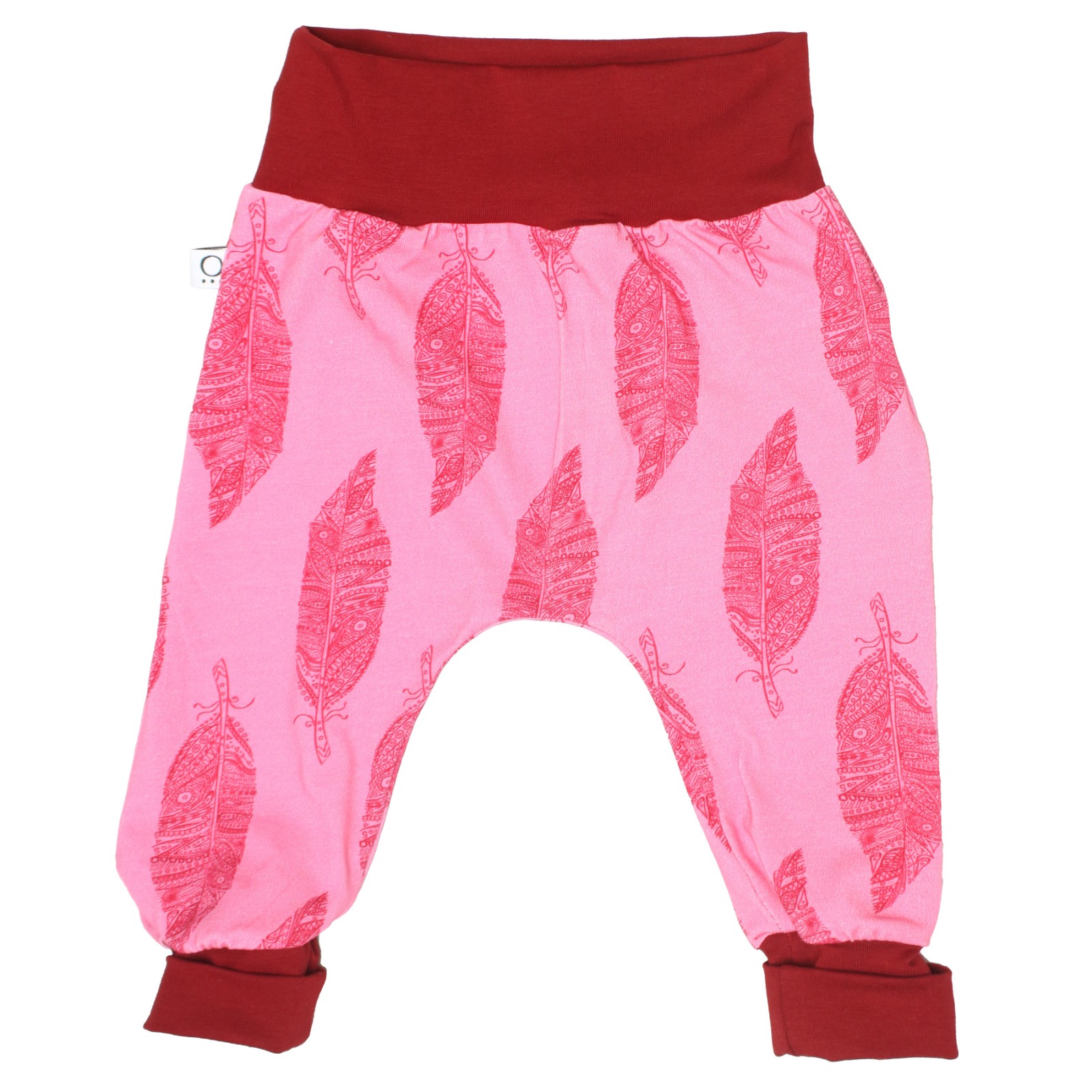 Light jersey baggy trousers with growth adaption, leafs pink