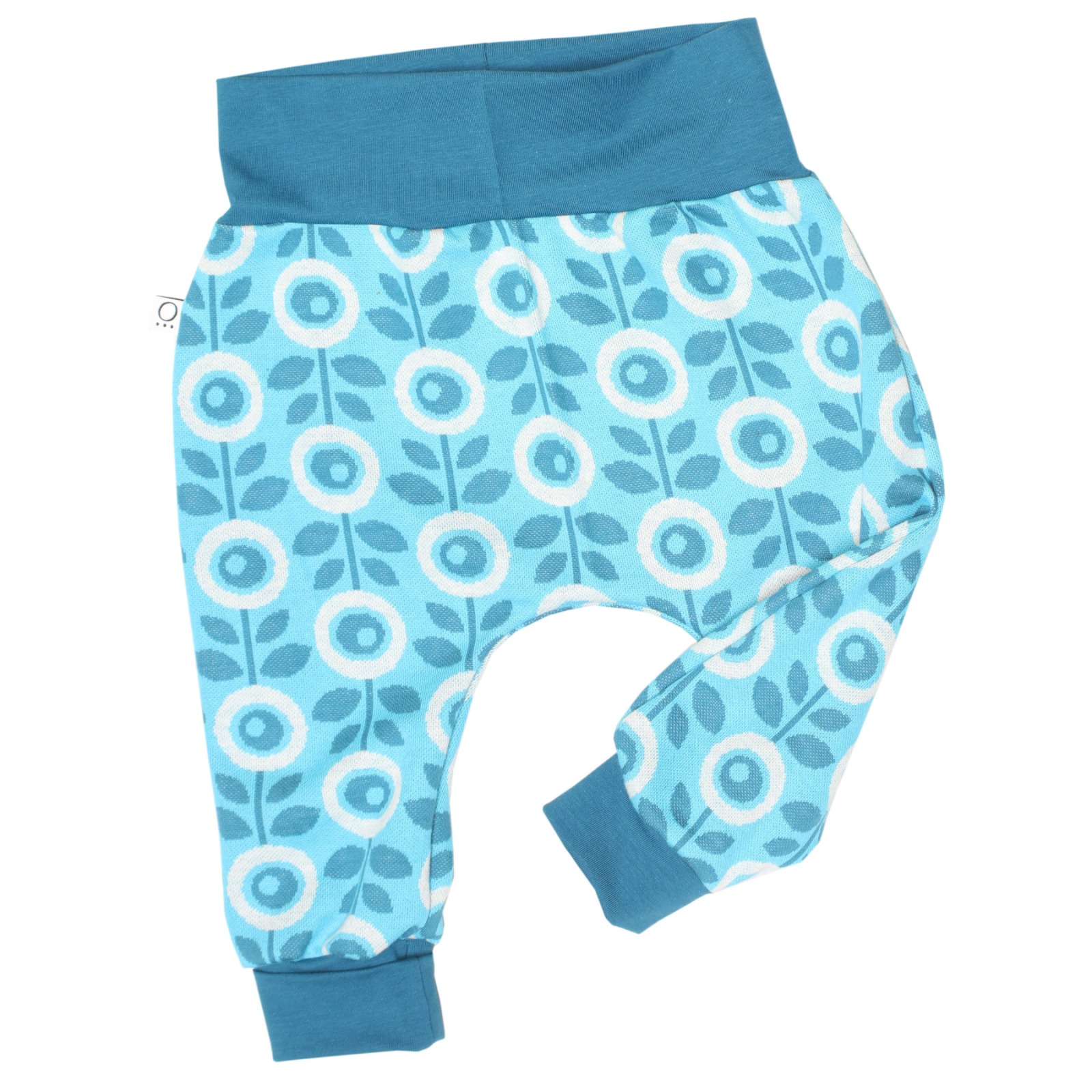 Jaquard baggy trousers Jacki with growth adaption, Daisy teal 2