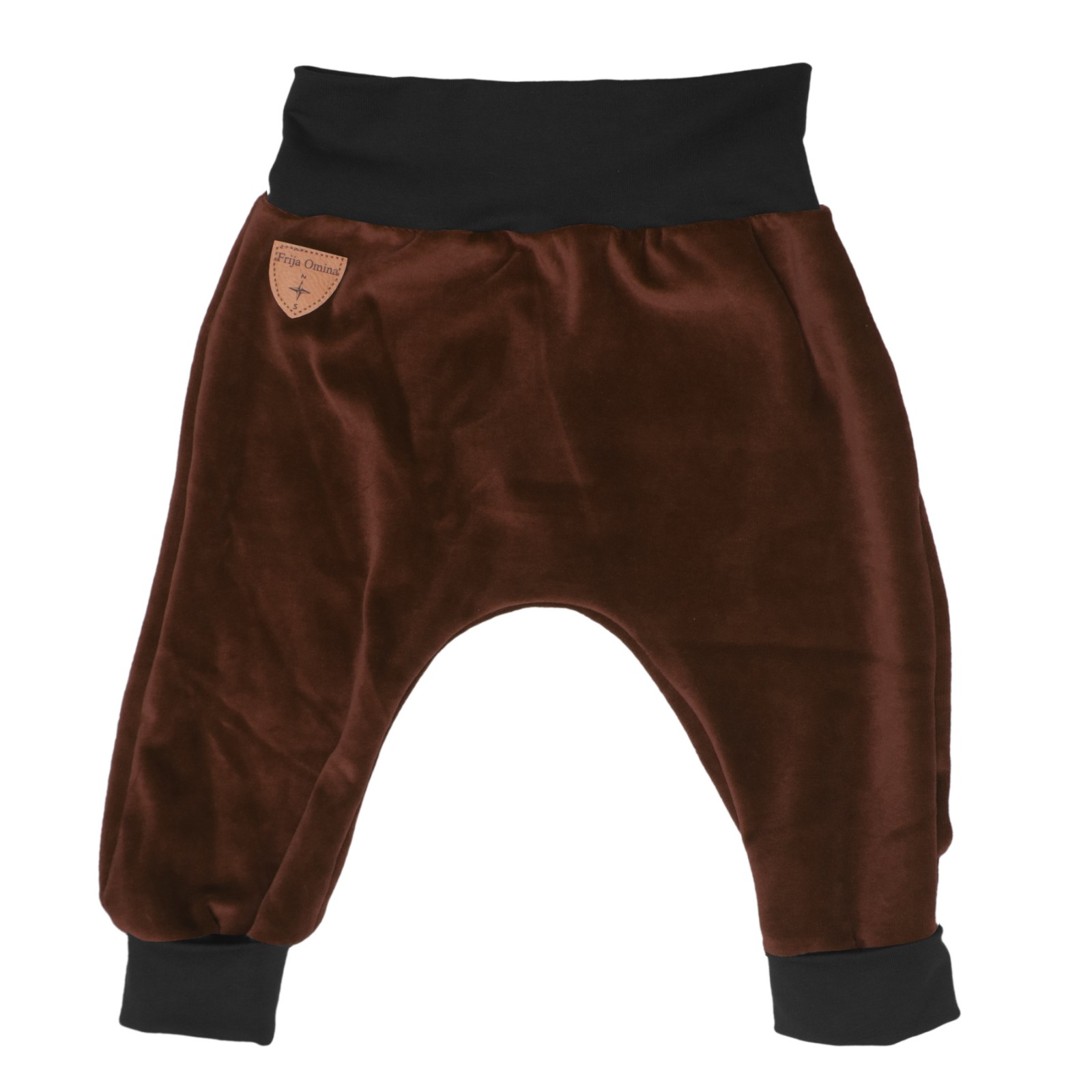 Organic velour pants Hygge mini with growth adaption, brown