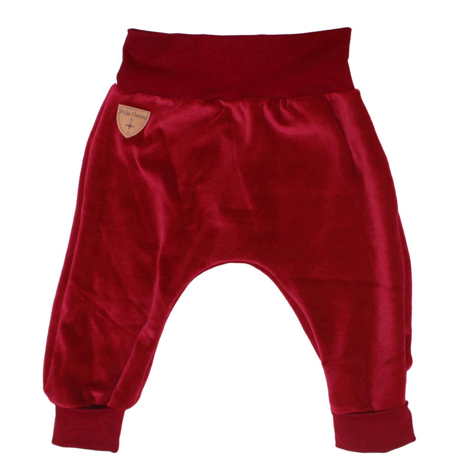Organic velour pants Hygge mini with growth adaption, dahlie red