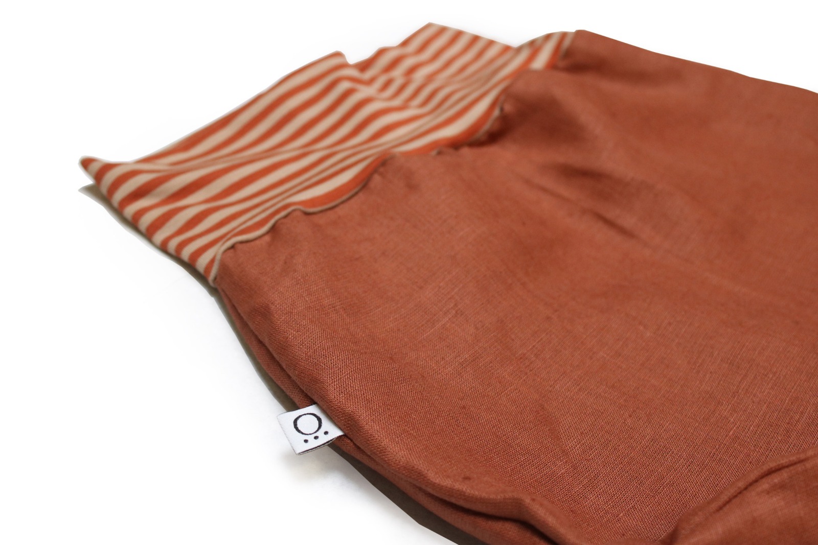 Organic hemp kids trousers with groth adaption rust + stripes 3