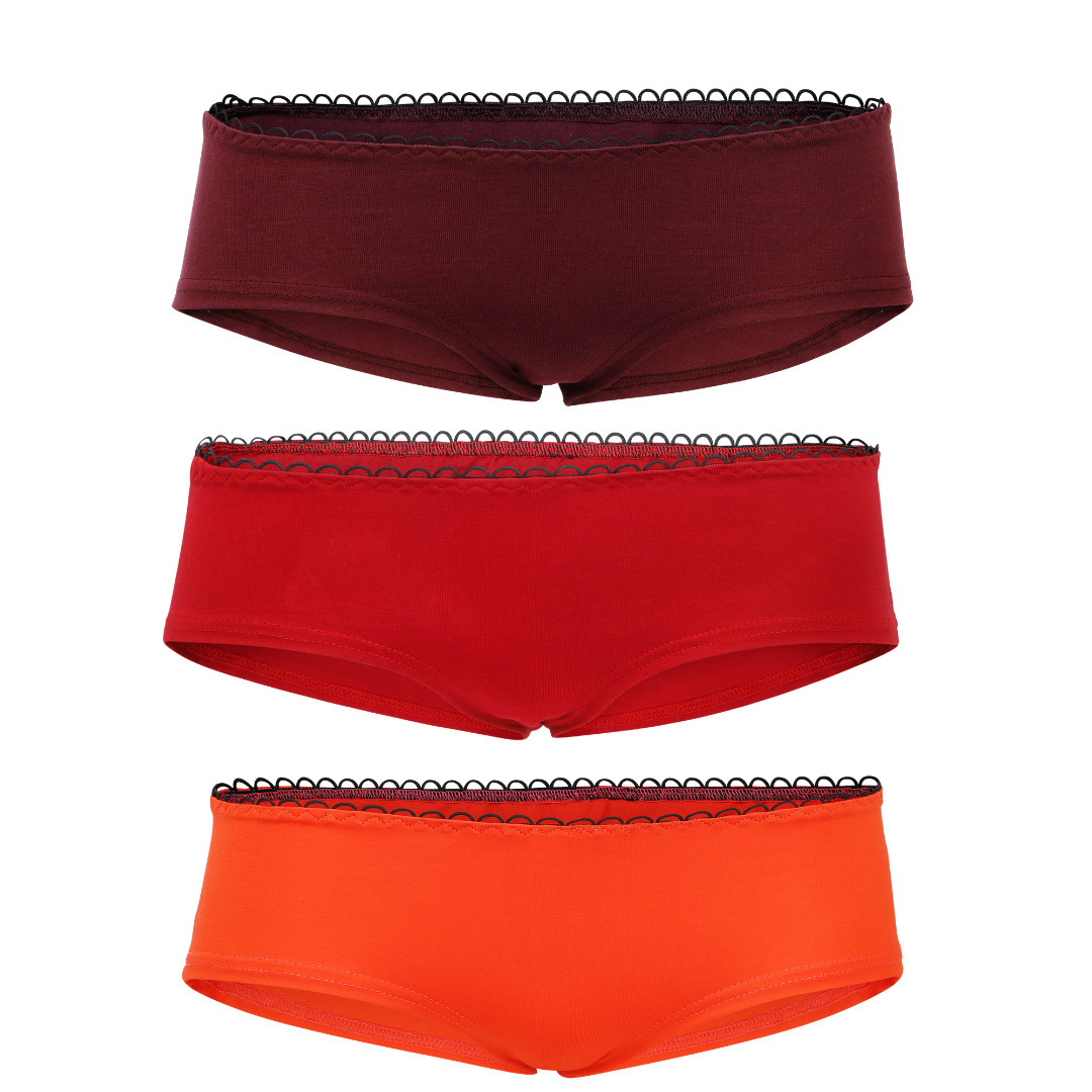 Hipster panties set of elements: Fire - aubergine, red, orange