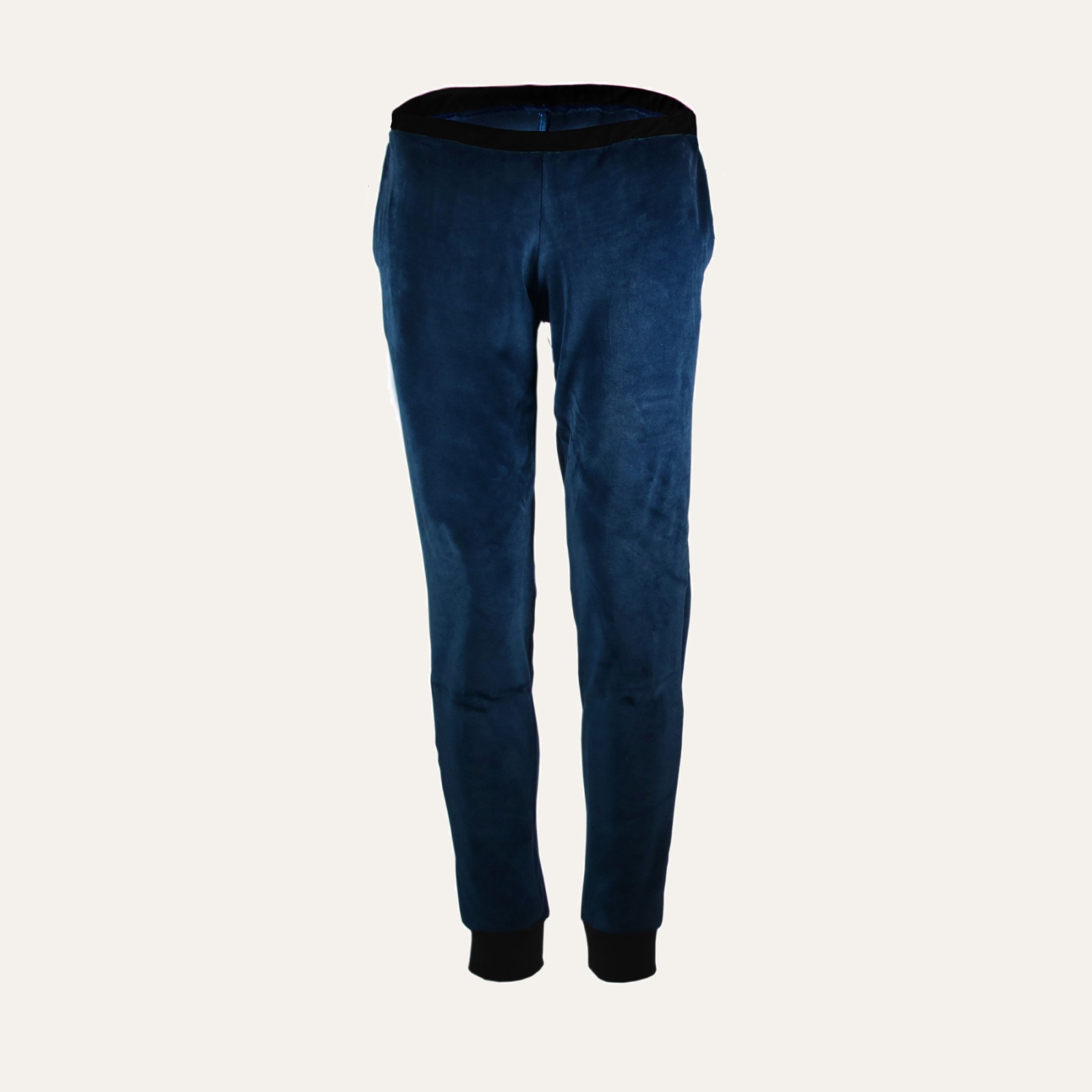 Organic velour pants Hygge blue / black