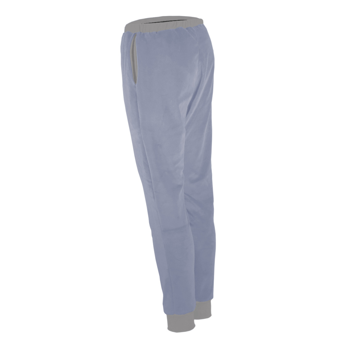 Organic velour pants Hygge light blue / grey 2