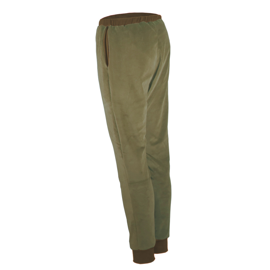 Organic velour pants Hygge olive green / taupe 2