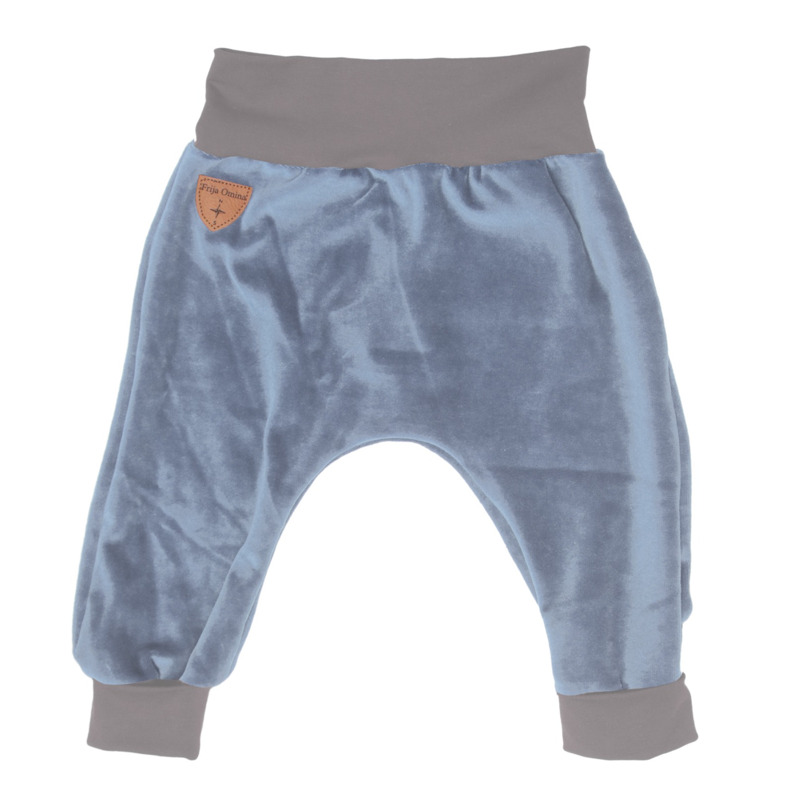 Organic velour pants Hygge mini with growth adaption, light blue