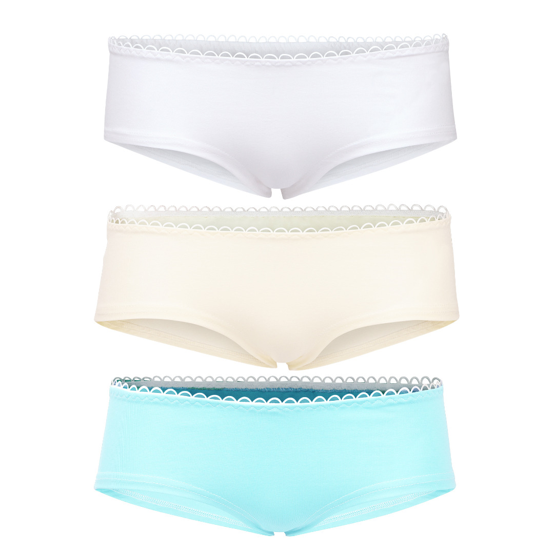 Hipster panties set of elements: Air - white, ecru, light-blue