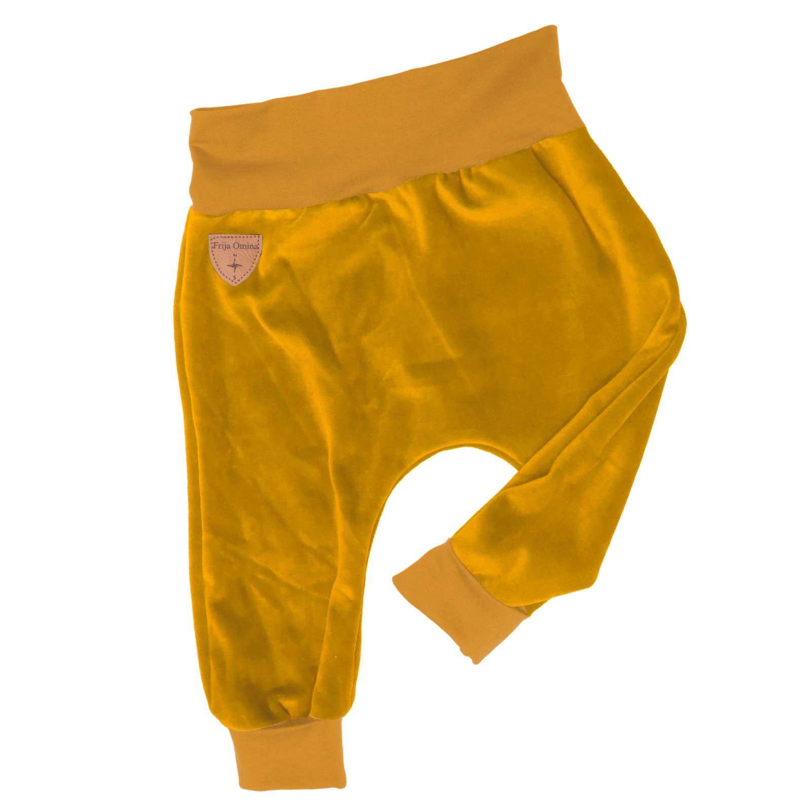 Organic velour pants Hygge mini with growth adaption, mustard yellow 2