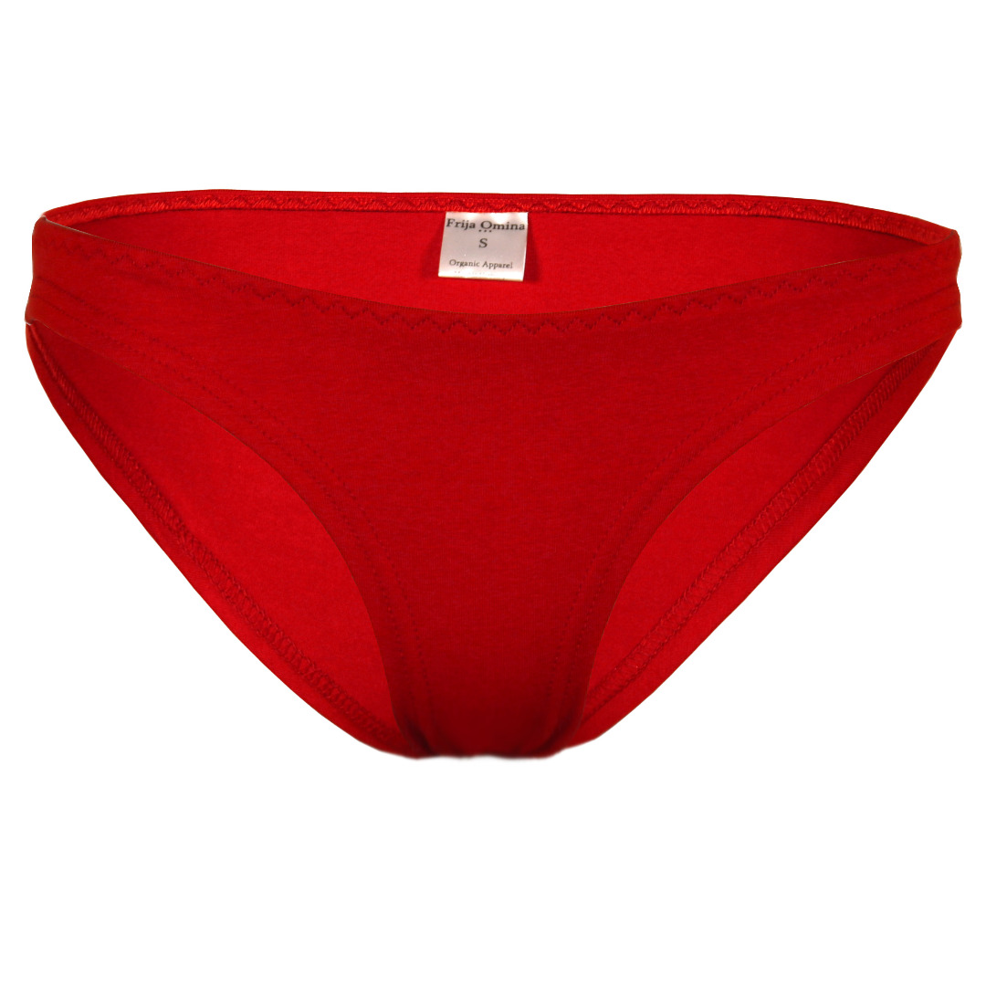 Organic briefs, red hot chili red