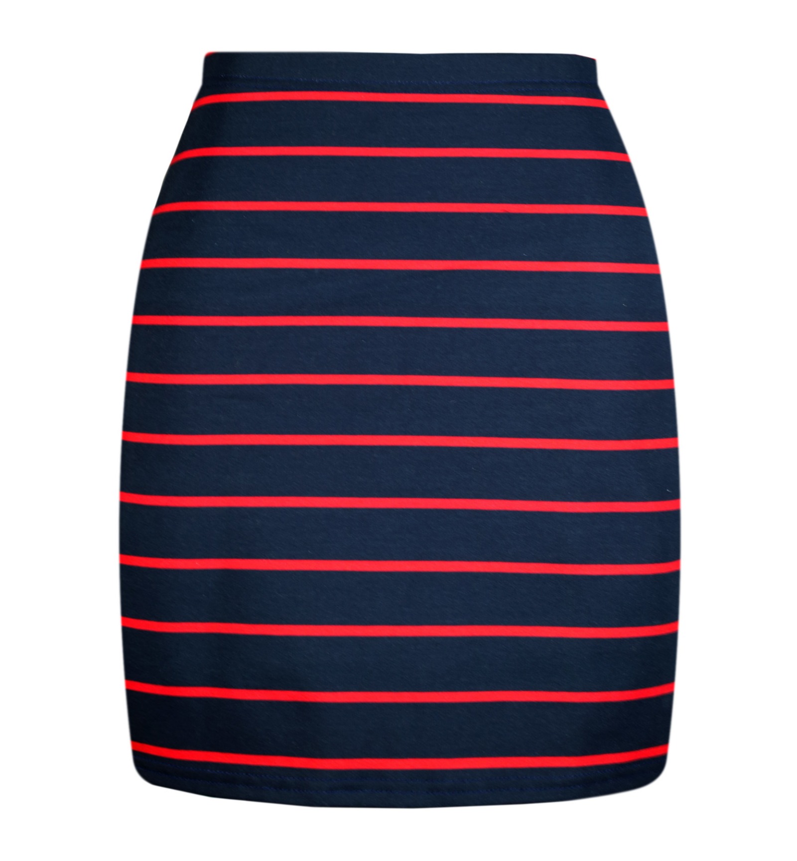 Organic skirt Snoba navy blue + red stripes