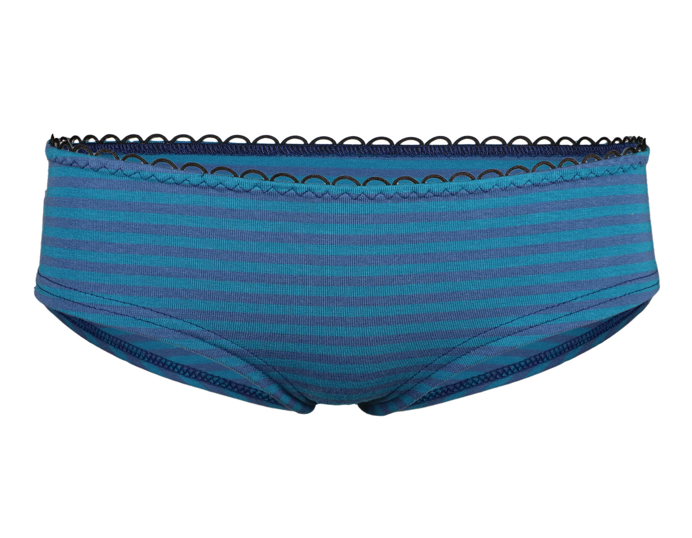 Bio hipster panties, teal/ indico stripes blue