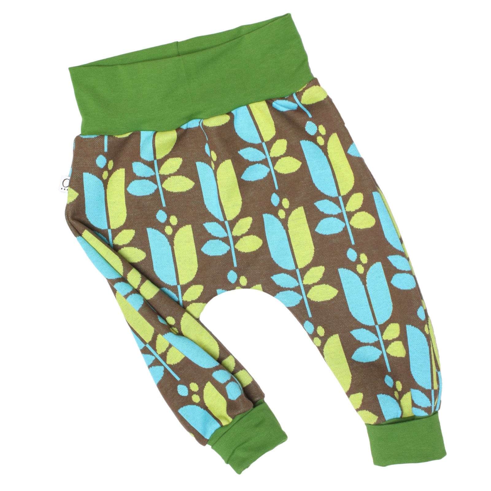 Jaquard baggy trousers Jacki with growth adaption, Tulip green 2