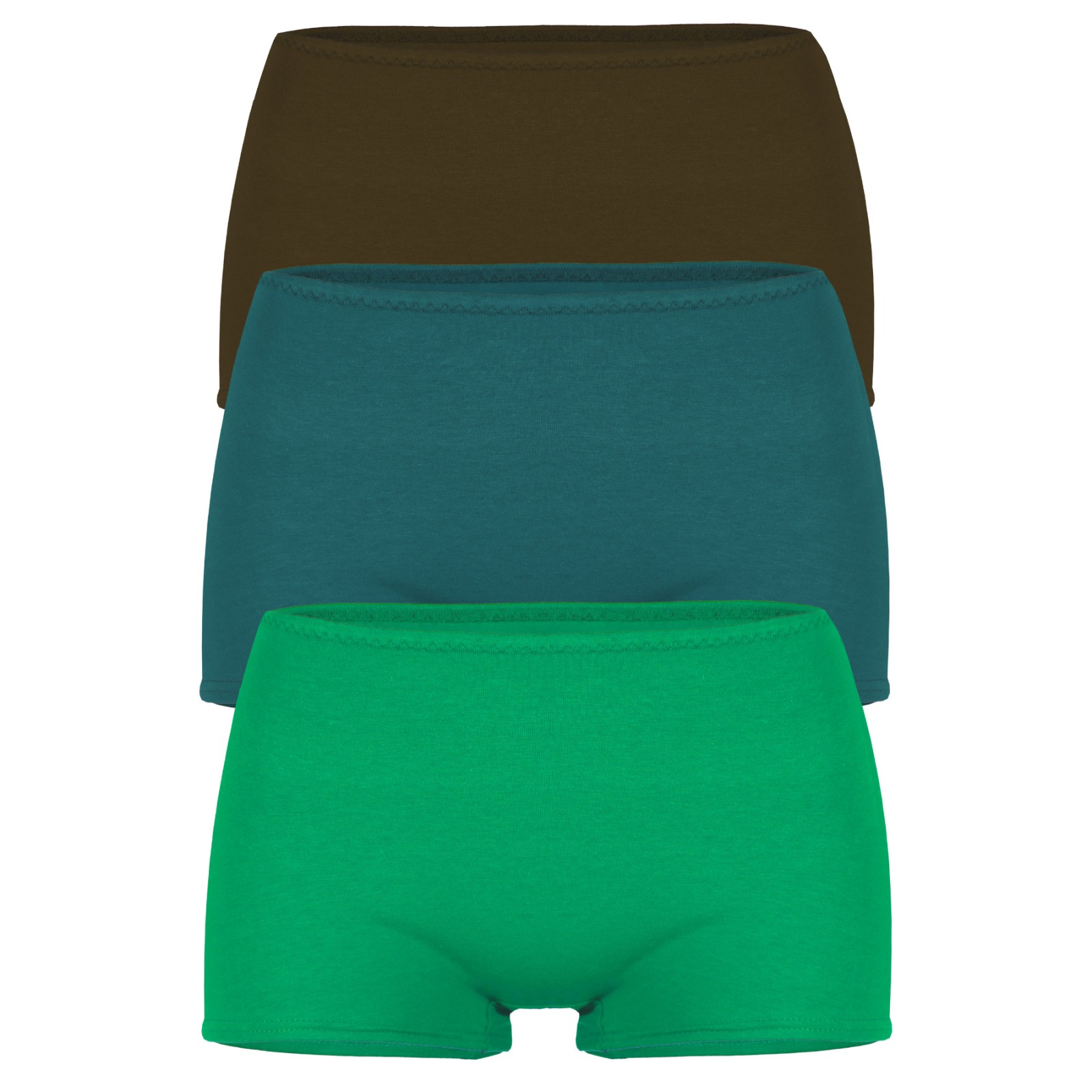 set of 3 organic panties Erna Forest: Smaragd, green, matcha