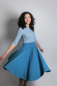 Organic dress Vrida, teal / stripes