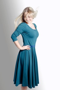Organic dress Vrida, smaragd/ blue 2