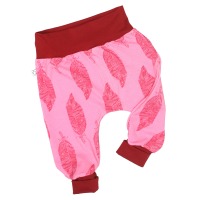 Light jersey baggy trousers with growth adaption, leafs pink 2