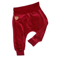 Organic velour pants Hygge mini with growth adaption, dahlie red 2