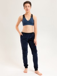 Organic velour pants Hygge blue / black