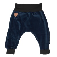 Organic velour pants Hygge mini with growth adaption, dark blue