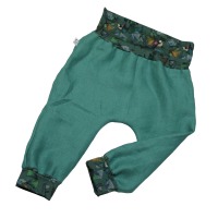 Organic hemp kids trousers with groth adaption sea green + Ginko 2